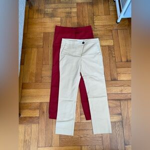 MNG Pants Bundle Size 4 Red & Beige Straight Leg Work Office Trousers